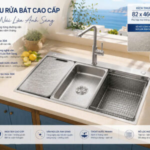 Chậu Rửa Bát 1 Hố Carrie CR8246 - Vân Núi Lửa Chống Xước